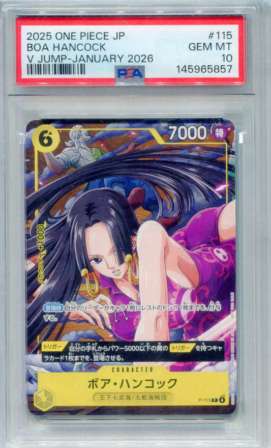 PSA 10 Boa Hancock — V-Jump #P-115 (2026 January Issue, JP)